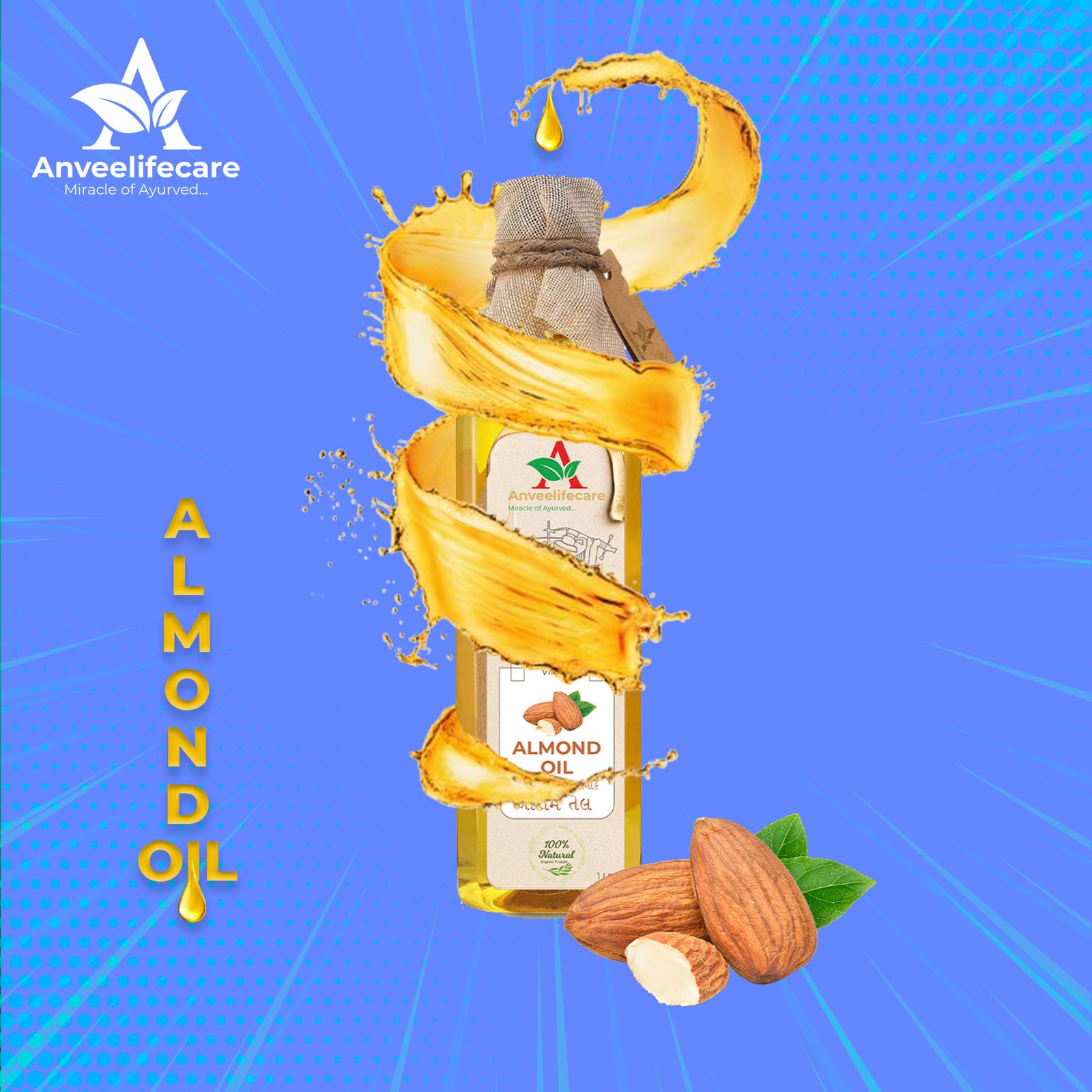 Anveelifecare Almond Oil - Wooden cold pressed , Pure Kachi Ghani and Traditionally Processed - Image 2