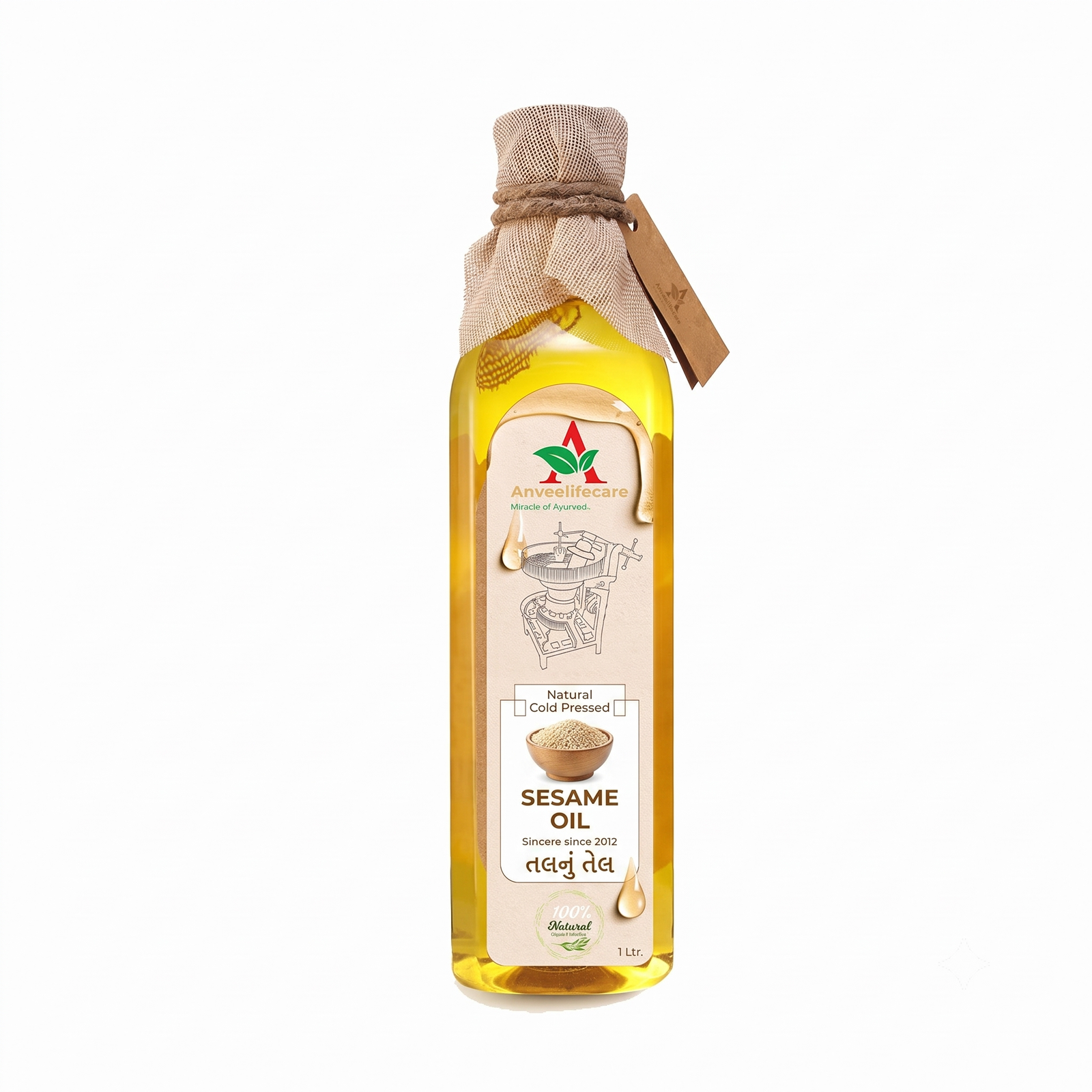Anveelifecare Sesame Oil - Wooden cold pressed , Pure Kachi Ghani and Traditionally Processed