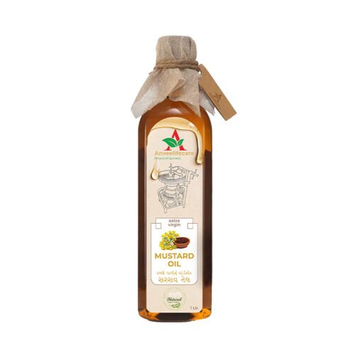 Anveelifecare kachi ghani cold-pressed mustard oil bottle, 100% natural organic sarson ka tel
